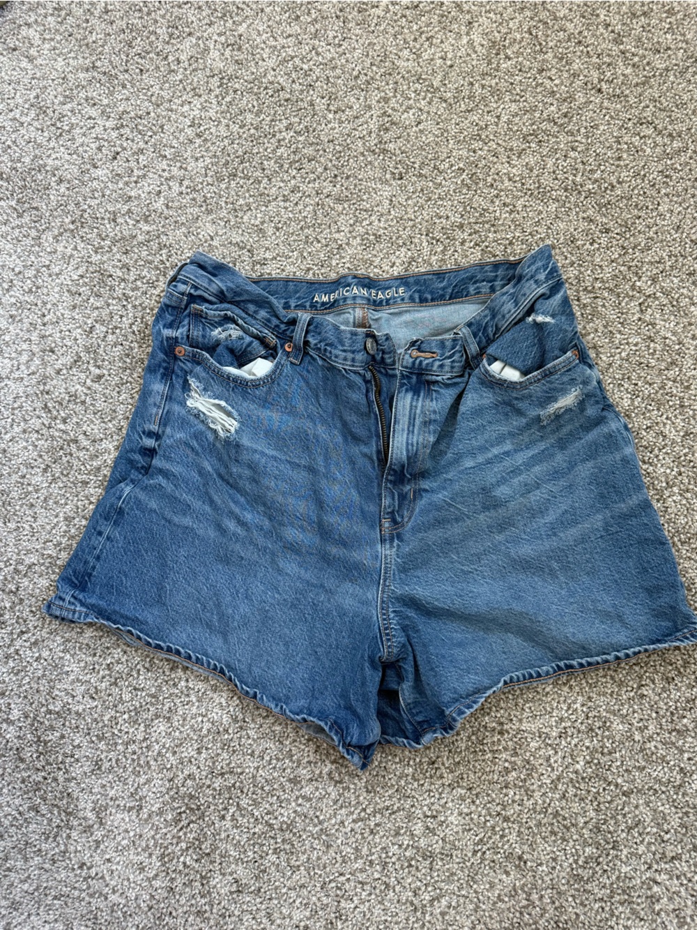 American Eagle Outfitters Distressed Dark Blue Denim Shorts